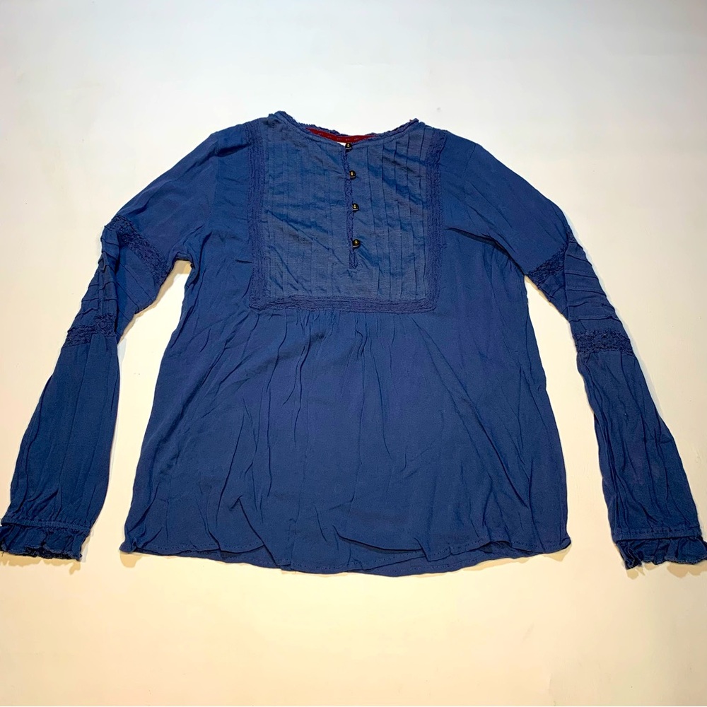 Knox Rose Women’s Long Sleeve Peasant Top Small Pleated Boho Hippie Cottagecore